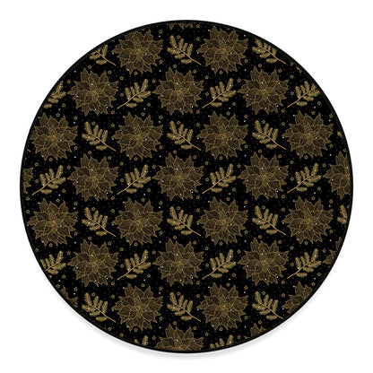 Merry Christmas Poinsettia Pattern Print Round Floor Mat