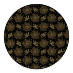 Merry Christmas Poinsettia Pattern Print Round Floor Mat