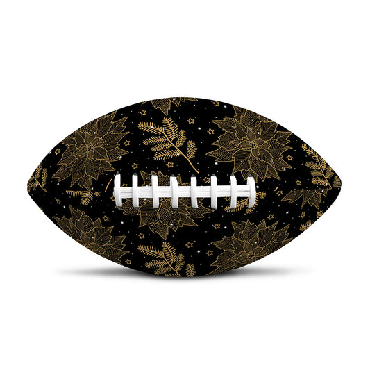 Merry Christmas Poinsettia Pattern Print Rugby Ball