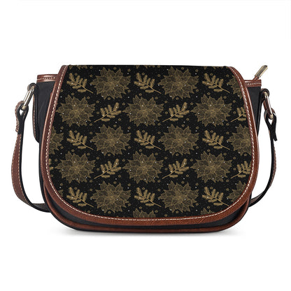 Merry Christmas Poinsettia Pattern Print Saddle Bag