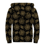 Merry Christmas Poinsettia Pattern Print Sherpa Lined Zip Up Hoodie