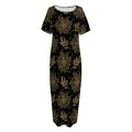 Merry Christmas Poinsettia Pattern Print Short Sleeve Long Nightdress