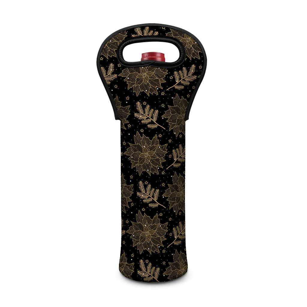 Merry Christmas Poinsettia Pattern Print Single Neoprene Wine Tote