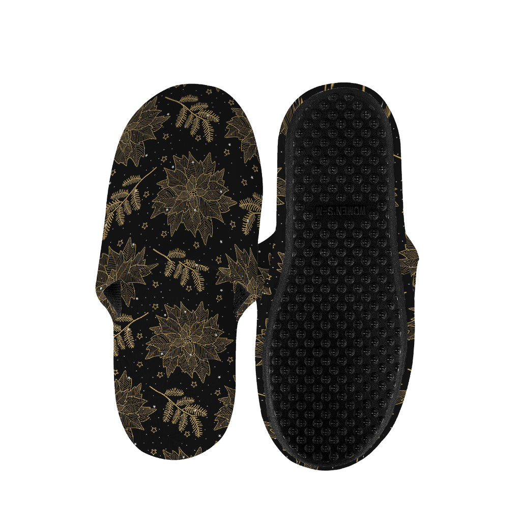 Merry Christmas Poinsettia Pattern Print Slippers
