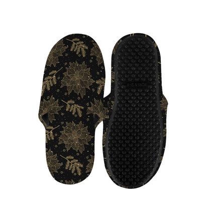 Merry Christmas Poinsettia Pattern Print Slippers