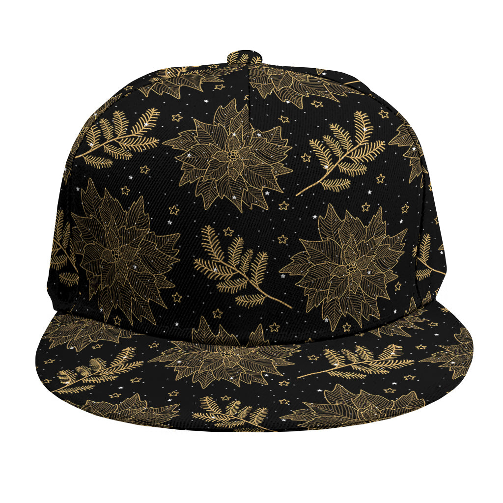 Merry Christmas Poinsettia Pattern Print Snapback Cap
