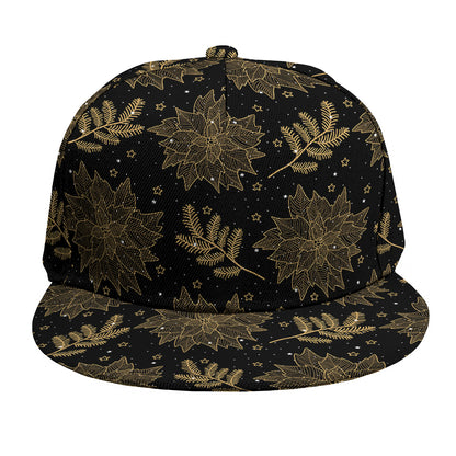 Merry Christmas Poinsettia Pattern Print Snapback Cap