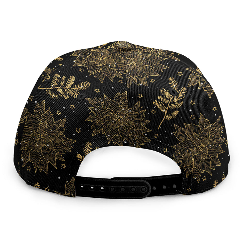 Merry Christmas Poinsettia Pattern Print Snapback Cap