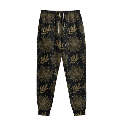 Merry Christmas Poinsettia Pattern Print Sweatpants