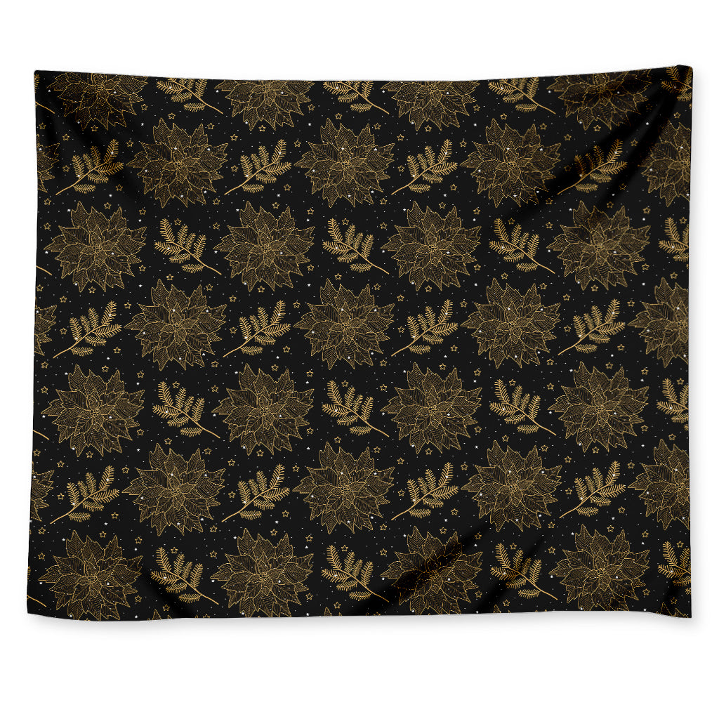 Merry Christmas Poinsettia Pattern Print Tapestry