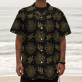 Merry Christmas Poinsettia Pattern Print Textured Short Sleeve Shirt