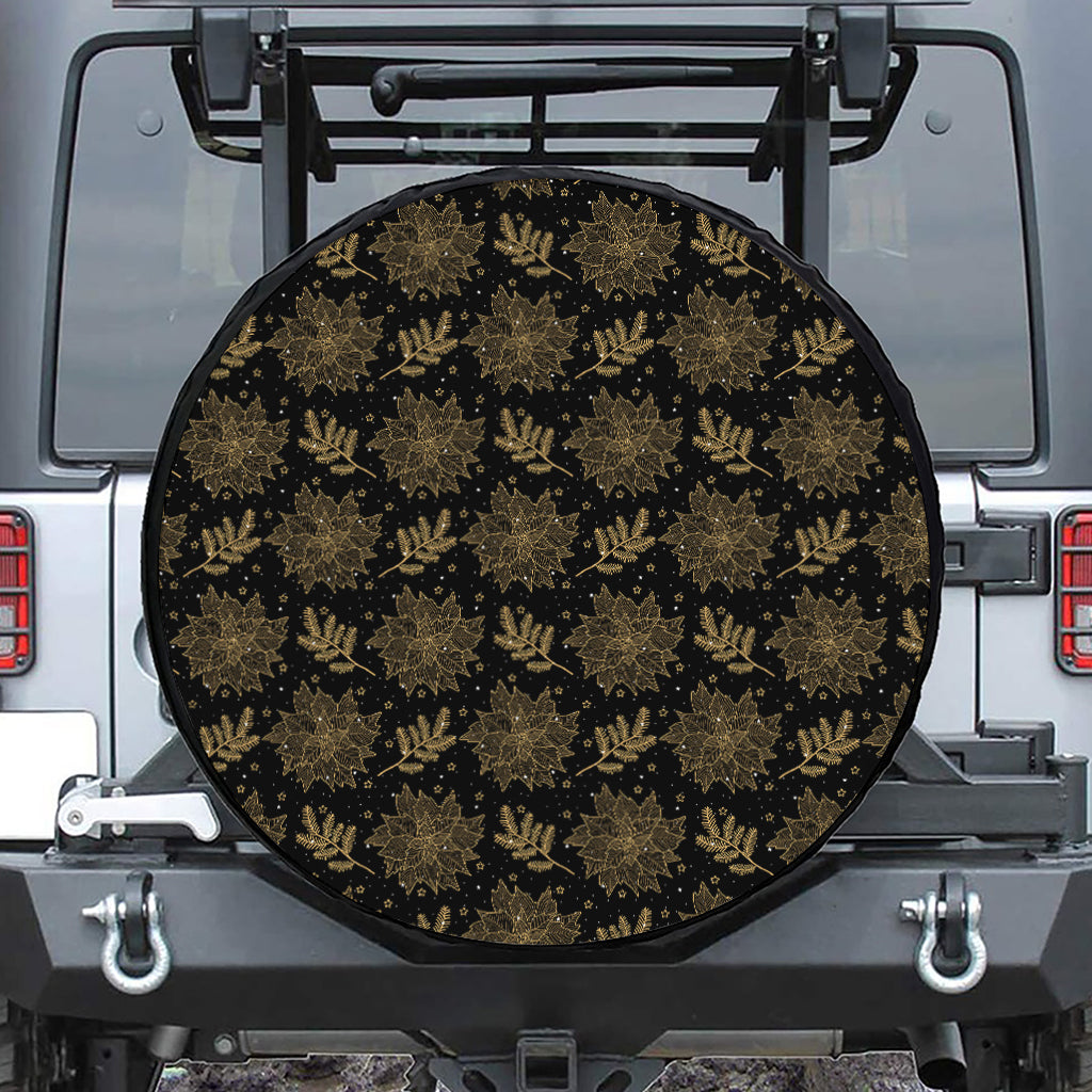 Merry Christmas Poinsettia Pattern Print Tire Cover