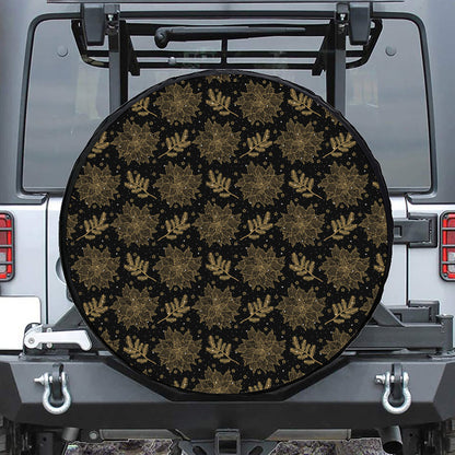 Merry Christmas Poinsettia Pattern Print Tire Cover