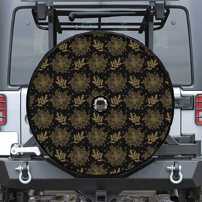 Merry Christmas Poinsettia Pattern Print Tire Cover With Camera Hole