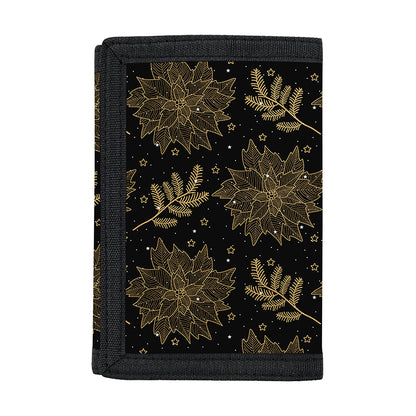 Merry Christmas Poinsettia Pattern Print Trifold Wallet