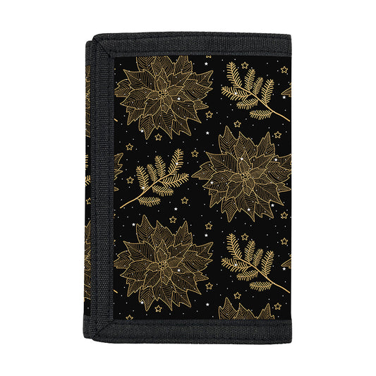 Merry Christmas Poinsettia Pattern Print Trifold Wallet
