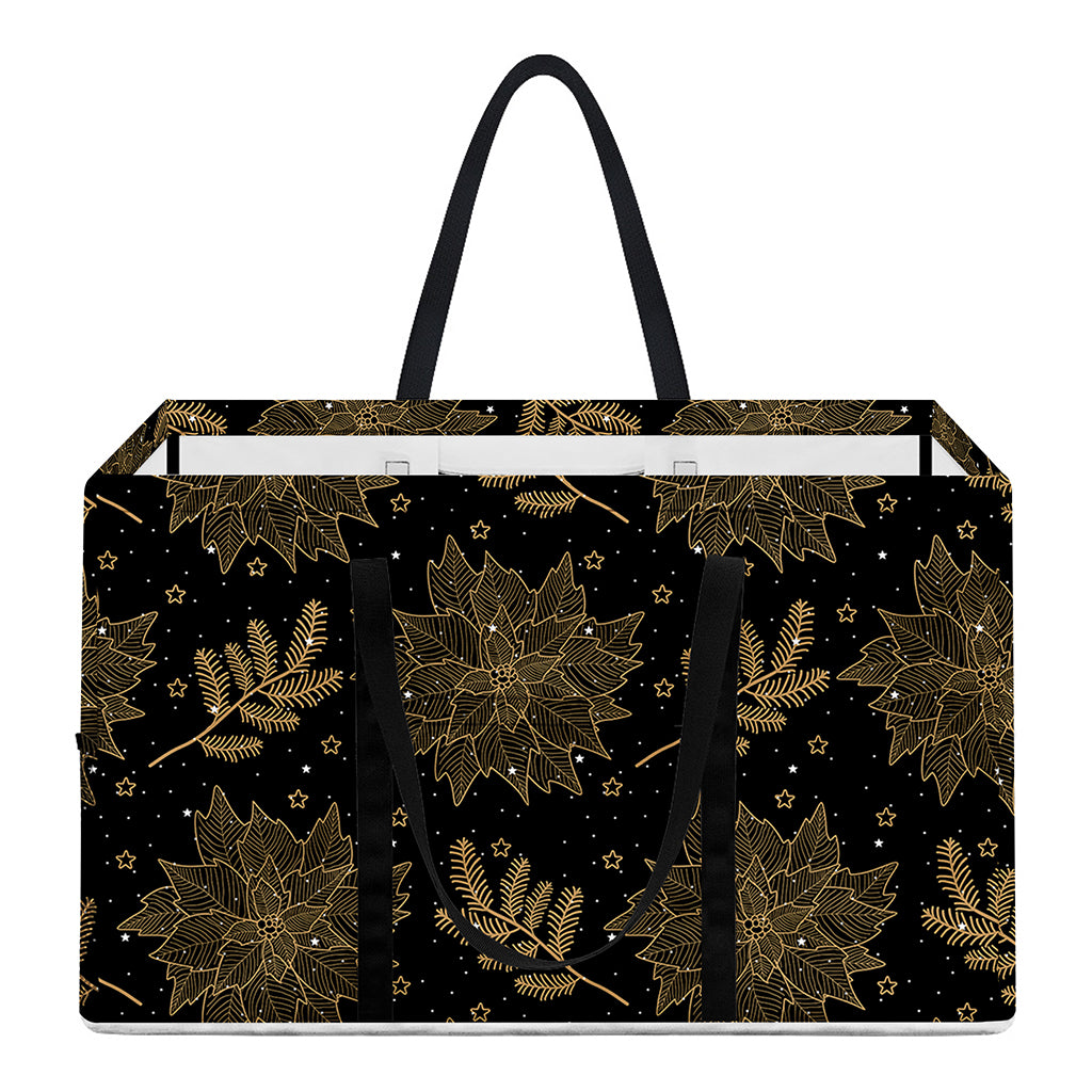 Merry Christmas Poinsettia Pattern Print Utility Tote Bag
