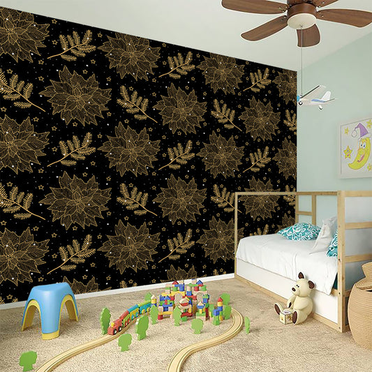 Merry Christmas Poinsettia Pattern Print Wall Sticker