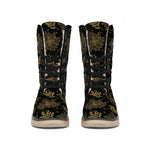 Merry Christmas Poinsettia Pattern Print Winter Boots