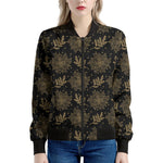 Merry Christmas Poinsettia Pattern Print Women's Bomber Jacket