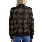 Merry Christmas Poinsettia Pattern Print Women's Bomber Jacket