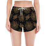Merry Christmas Poinsettia Pattern Print Women's Split Running Shorts
