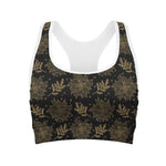 Merry Christmas Poinsettia Pattern Print Women's Sports Bra