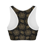 Merry Christmas Poinsettia Pattern Print Women's Sports Bra