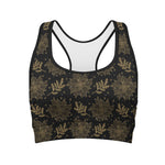 Merry Christmas Poinsettia Pattern Print Women's Sports Bra