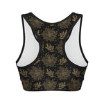 Merry Christmas Poinsettia Pattern Print Women's Sports Bra