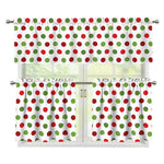 Merry Christmas Polka Dot Pattern Print 3 Piece Kitchen Curtains