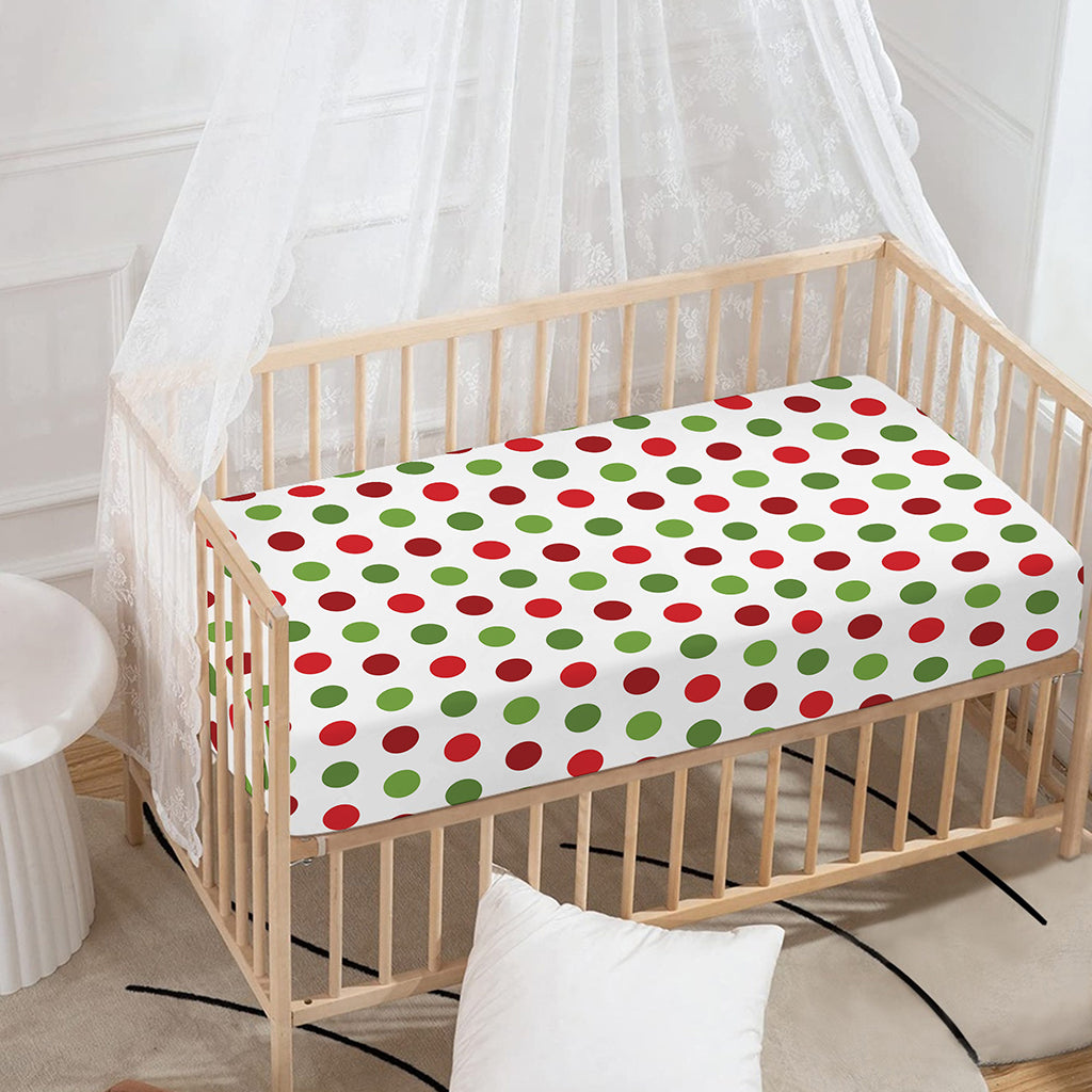 Merry Christmas Polka Dot Pattern Print Baby Crib Sheet