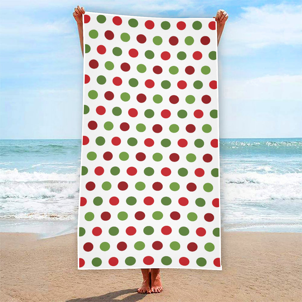 Merry Christmas Polka Dot Pattern Print Beach Towel
