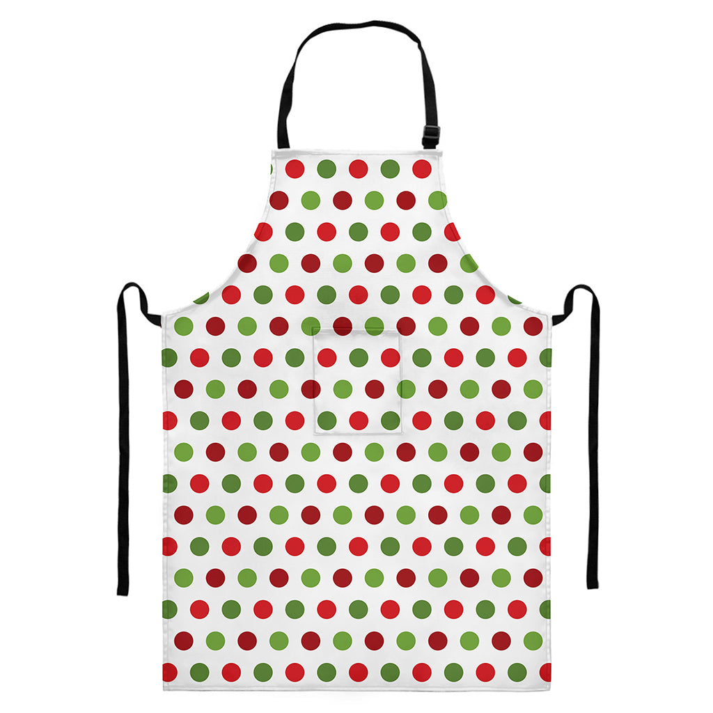 Merry Christmas Polka Dot Pattern Print Bib Apron With Pocket