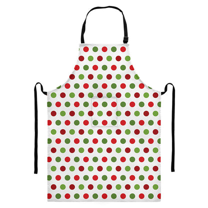 Merry Christmas Polka Dot Pattern Print Bib Apron With Pocket