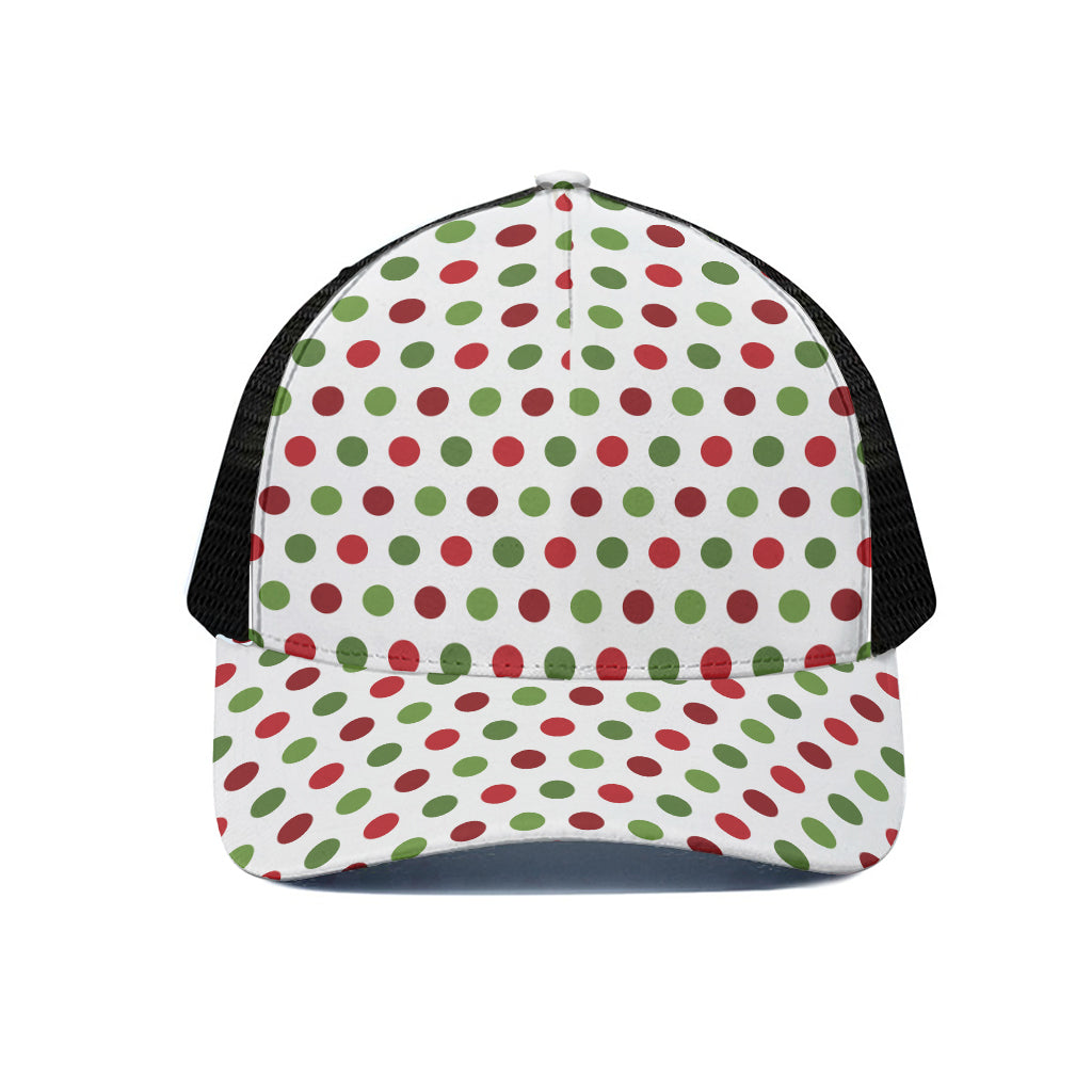 Merry Christmas Polka Dot Pattern Print Black Mesh Trucker Cap