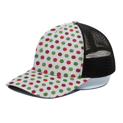 Merry Christmas Polka Dot Pattern Print Black Mesh Trucker Cap