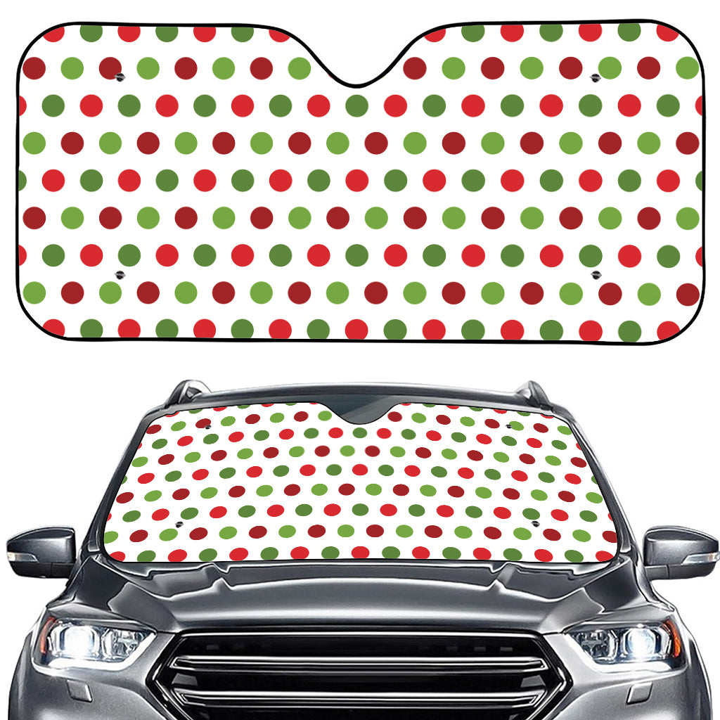 Merry Christmas Polka Dot Pattern Print Car Windshield Sun Shade