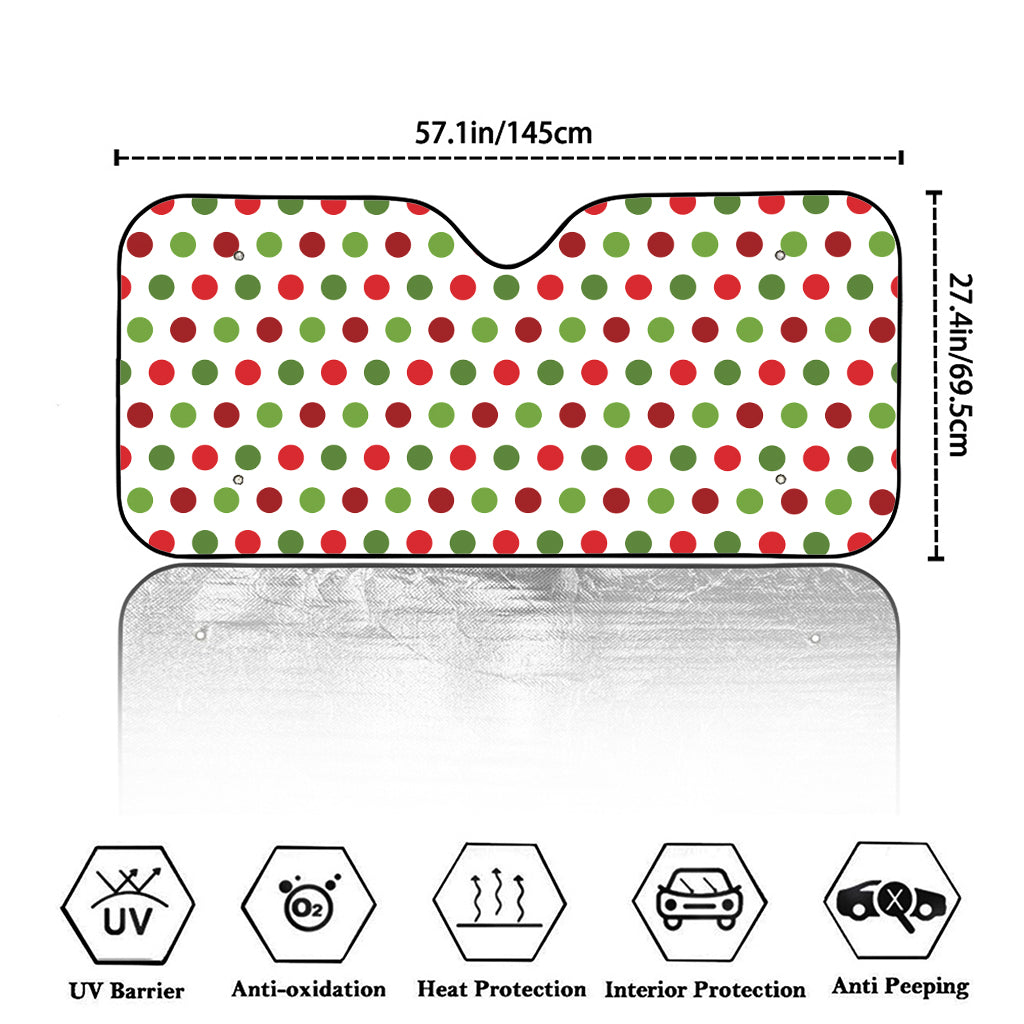 Merry Christmas Polka Dot Pattern Print Car Windshield Sun Shade