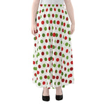 Merry Christmas Polka Dot Pattern Print Chiffon Maxi Skirt