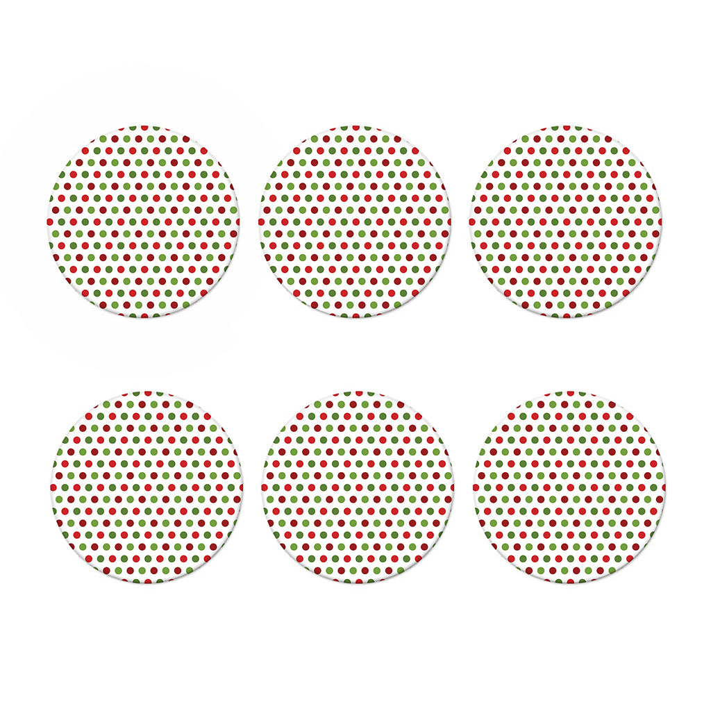 Merry Christmas Polka Dot Pattern Print Coaster Set