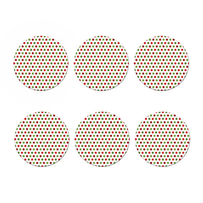 Merry Christmas Polka Dot Pattern Print Coaster Set