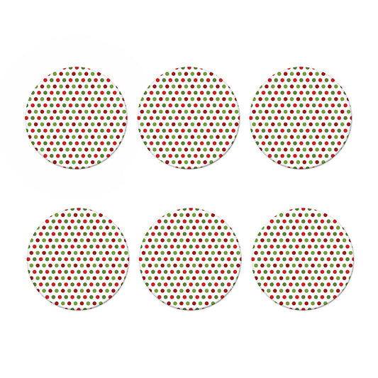 Merry Christmas Polka Dot Pattern Print Coaster Set