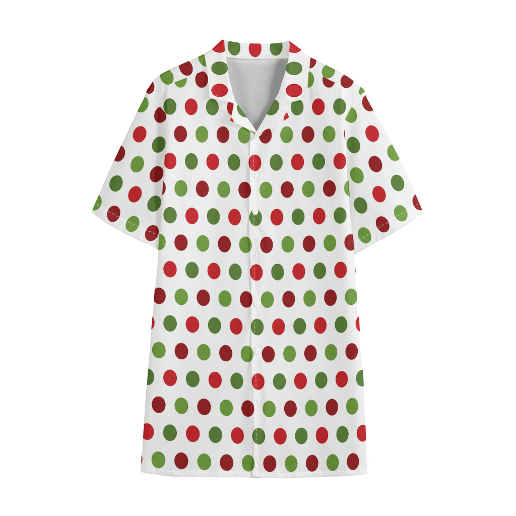 Merry Christmas Polka Dot Pattern Print Cotton Hawaiian Shirt