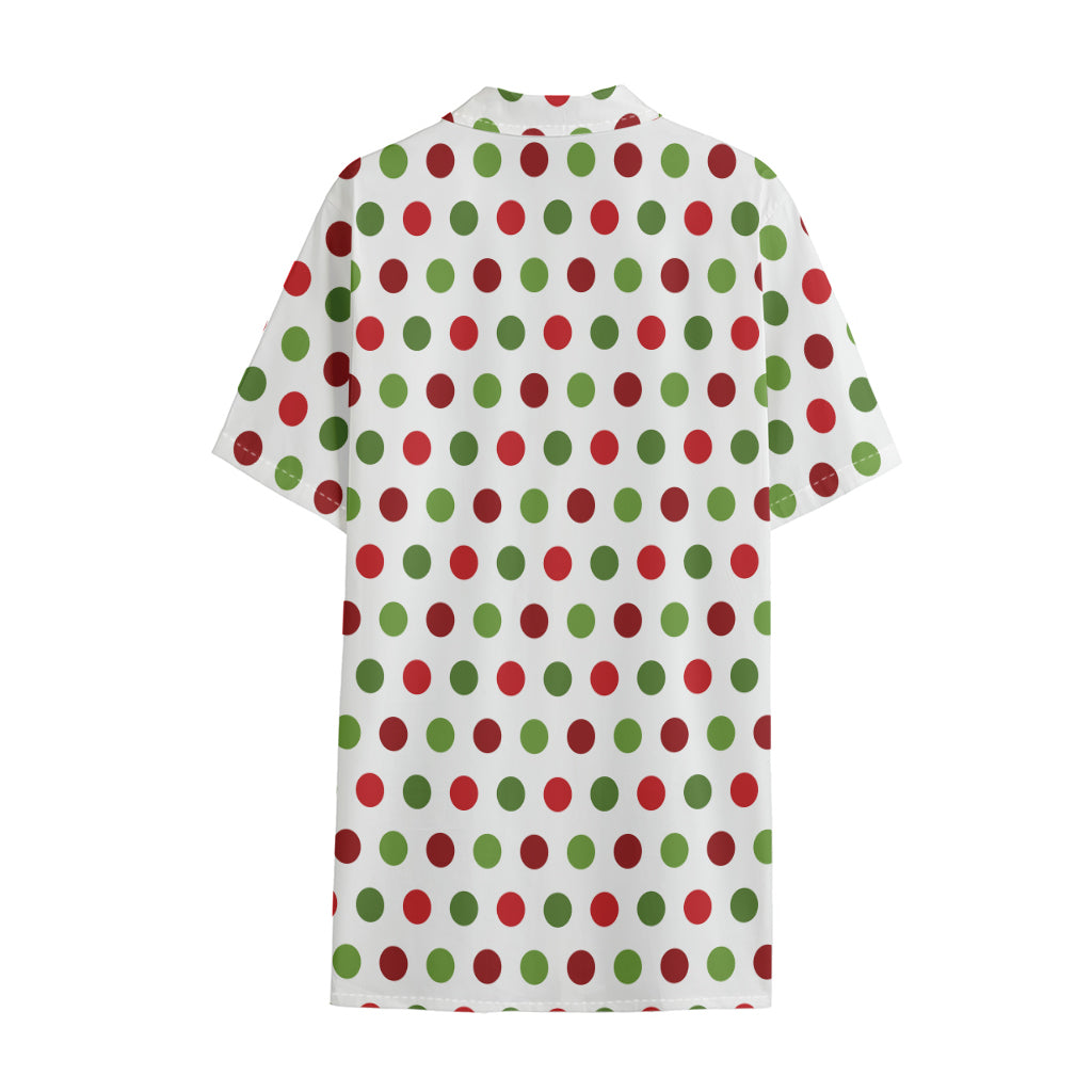 Merry Christmas Polka Dot Pattern Print Cotton Hawaiian Shirt