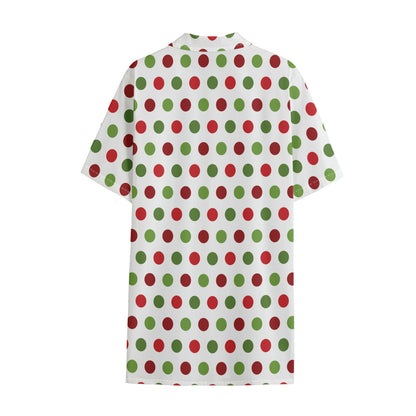 Merry Christmas Polka Dot Pattern Print Cotton Hawaiian Shirt