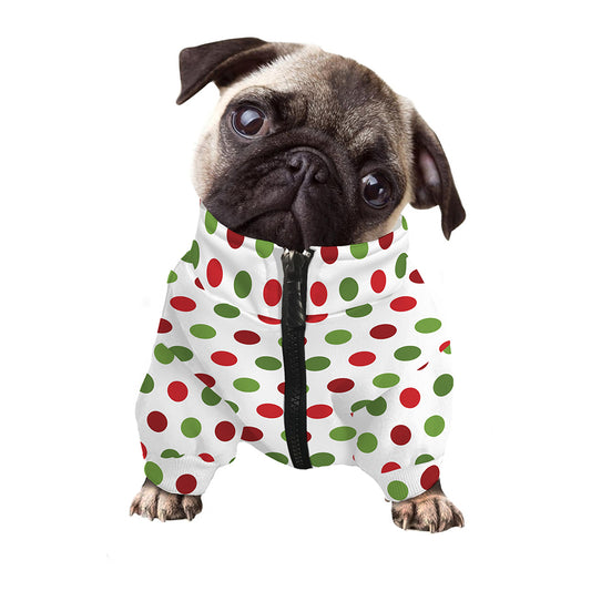Merry Christmas Polka Dot Pattern Print Dog Zip Up Jacket