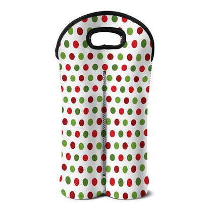 Merry Christmas Polka Dot Pattern Print Double Neoprene Wine Tote