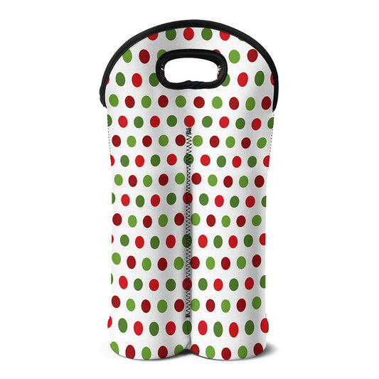 Merry Christmas Polka Dot Pattern Print Double Neoprene Wine Tote
