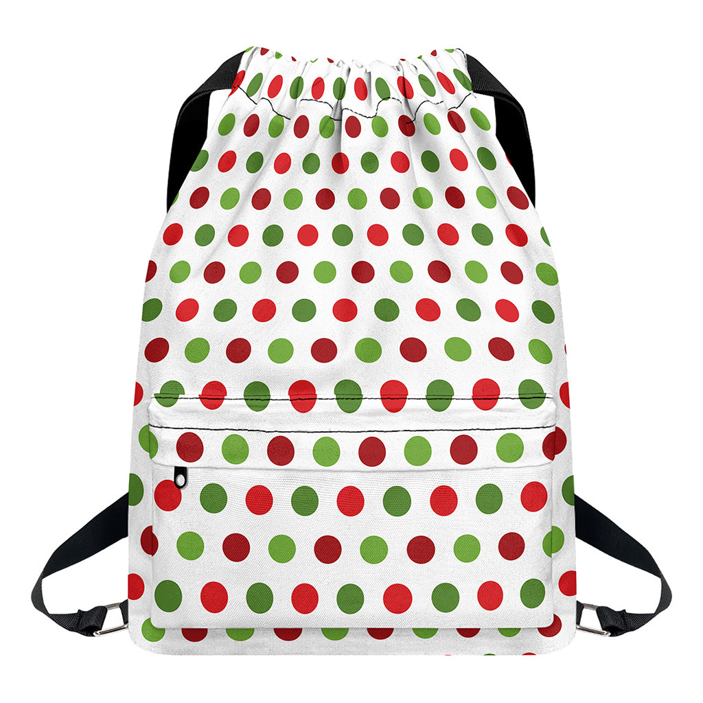 Merry Christmas Polka Dot Pattern Print Drawstring Backpack